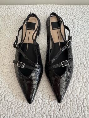 NWOB Dolce Vita Pamla Midnight Snake Slingback Flats Size 8